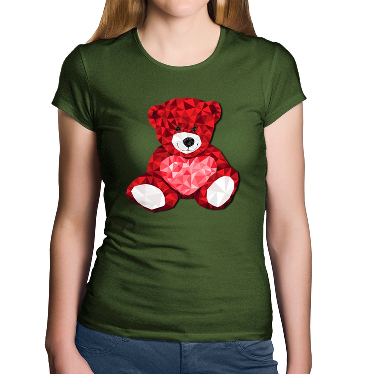 Baby Look Algodão Urso Mosaico - Musgo