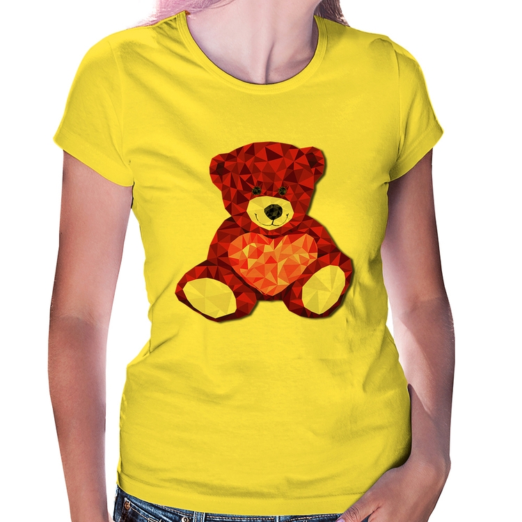 Baby Look Urso Mosaico - Amarela