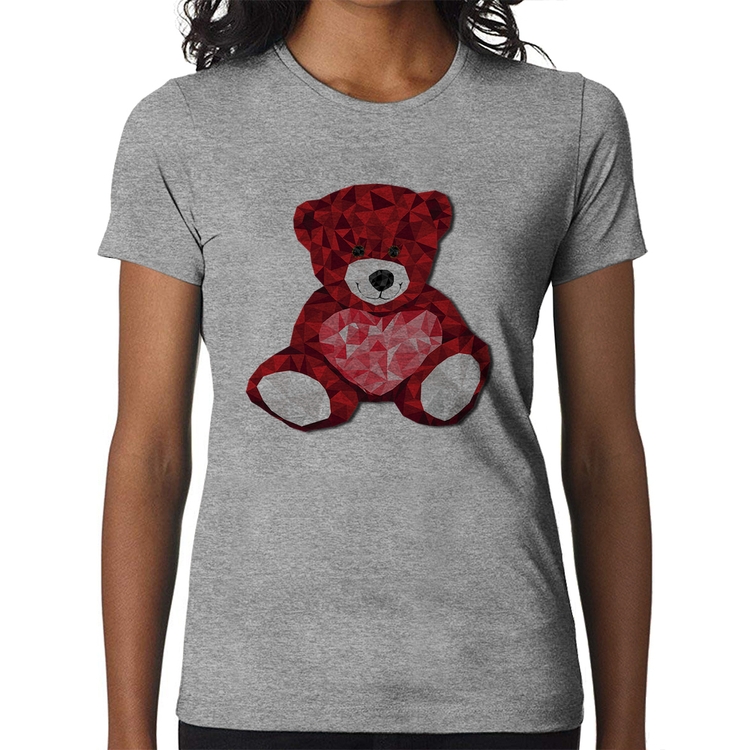 Baby Look Urso Mosaico - Cinza