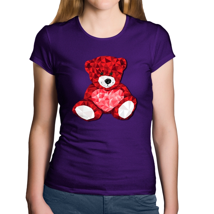 Baby Look Algodão Urso Mosaico - Roxa