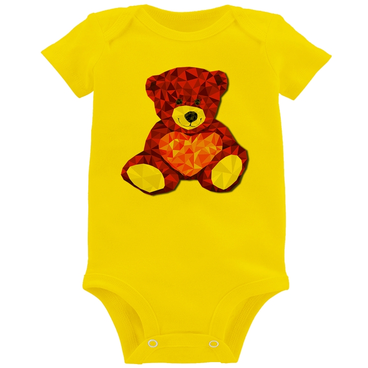 Body Bebê Urso Mosaico - Amarelo