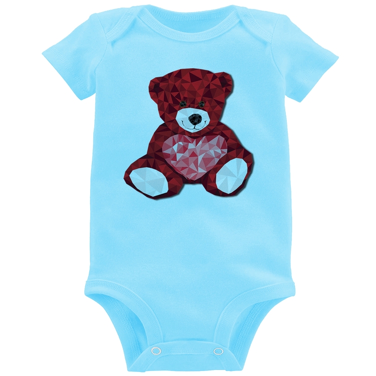 Body Bebê Urso Mosaico - Azul Bebê
