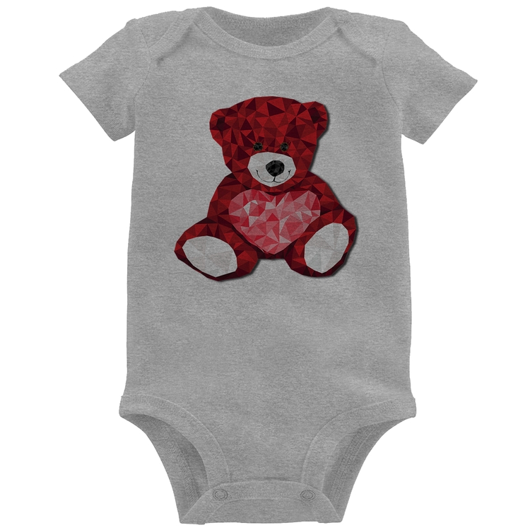 Body Bebê Urso Mosaico - Cinza