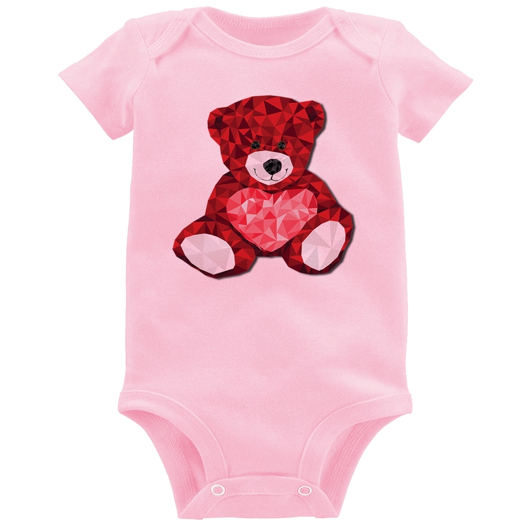 Body Bebê Urso Mosaico - Rosa Bebê