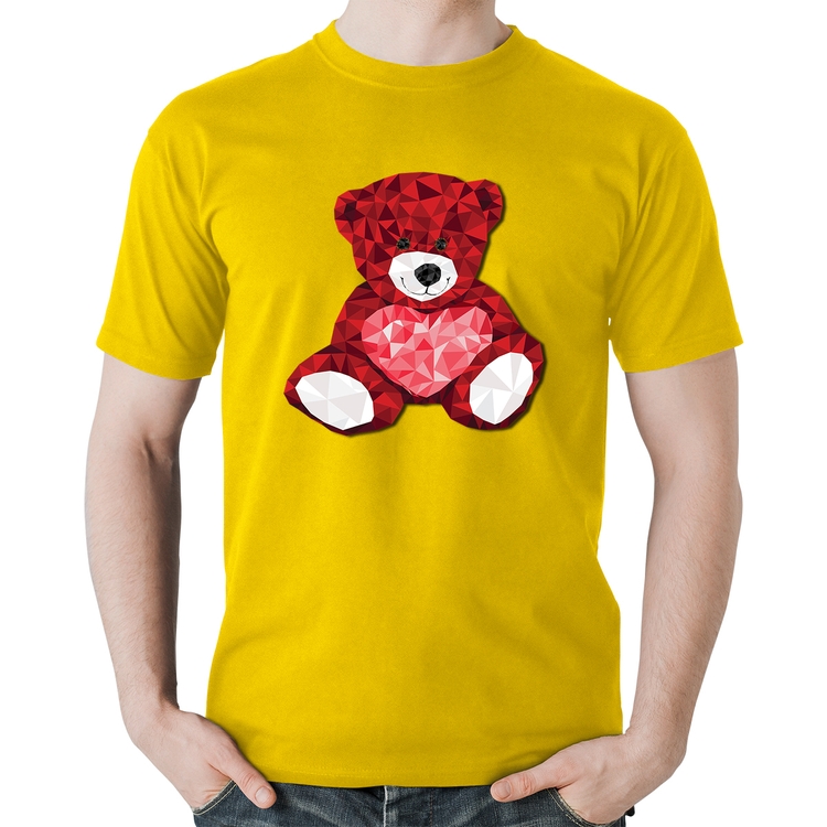 Camiseta Algodão Urso Mosaico - Amarela