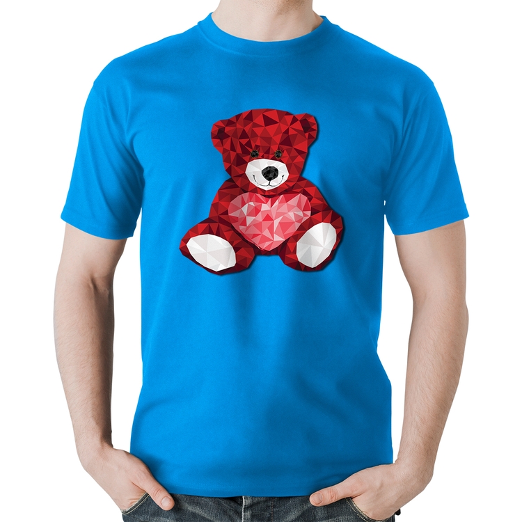 Camiseta Algodão Urso Mosaico - Azul