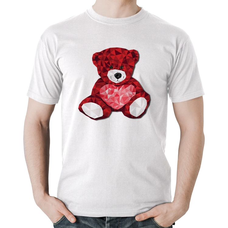 Camiseta Algodão Urso Mosaico - Branca