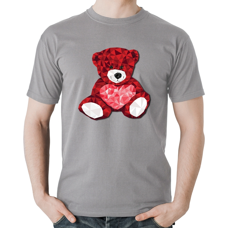 Camiseta Algodão Urso Mosaico - Cinza