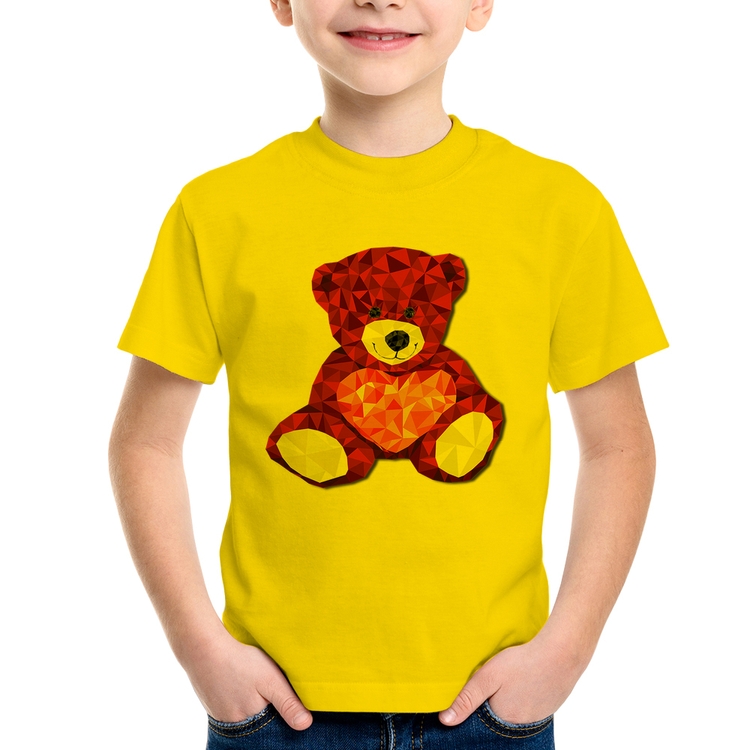 Camiseta Infantil Urso Mosaico - Amarela
