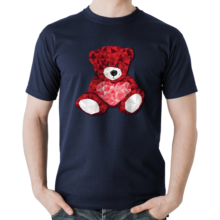 Camiseta Algodão Urso Mosaico - Marinho