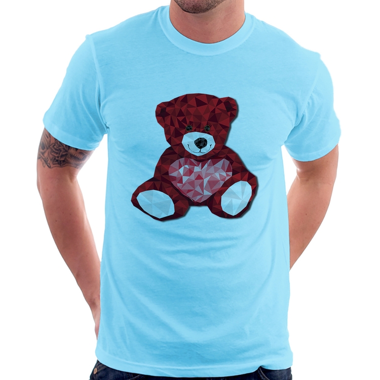 Camiseta Urso Mosaico - Azul Bebê