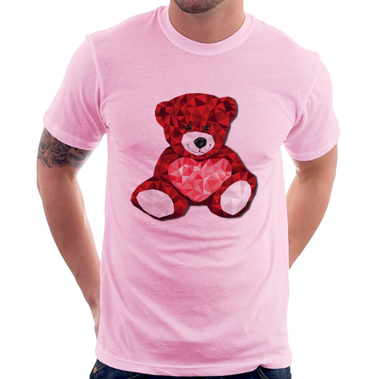 Camiseta Urso Mosaico - Rosa Bebê