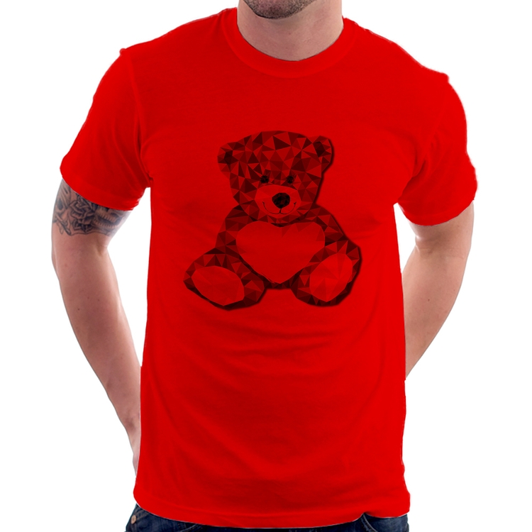 Camiseta Urso Mosaico - Vermelha