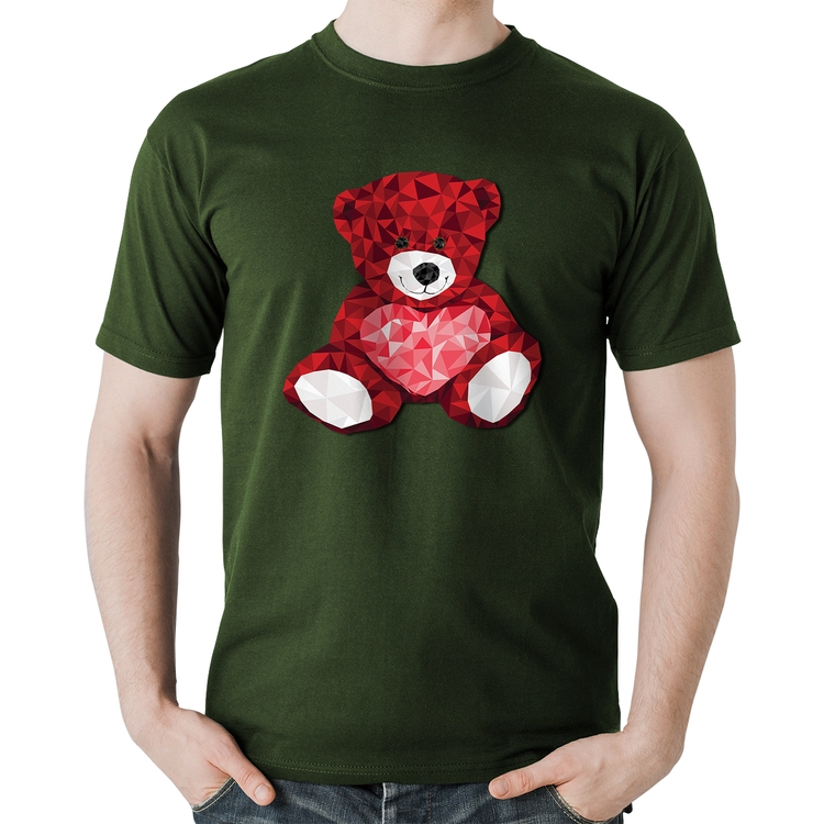Camiseta Algodão Urso Mosaico - Musgo