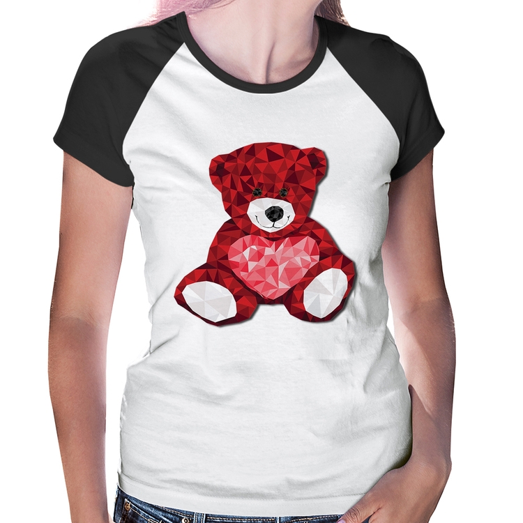 Baby Look Raglan Urso Mosaico