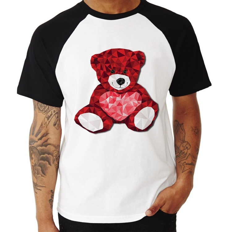 Camiseta Raglan Urso Mosaico