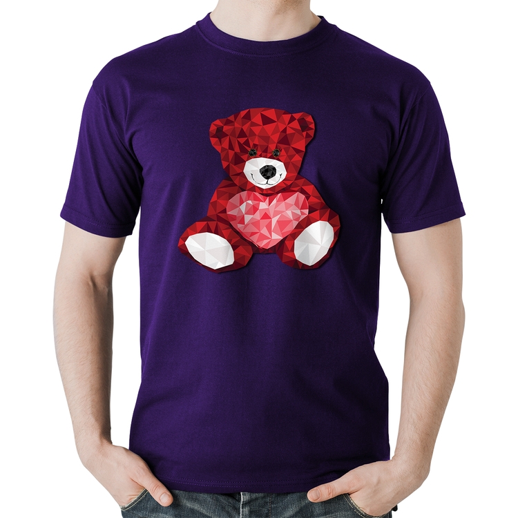 Camiseta Algodão Urso Mosaico - Roxa