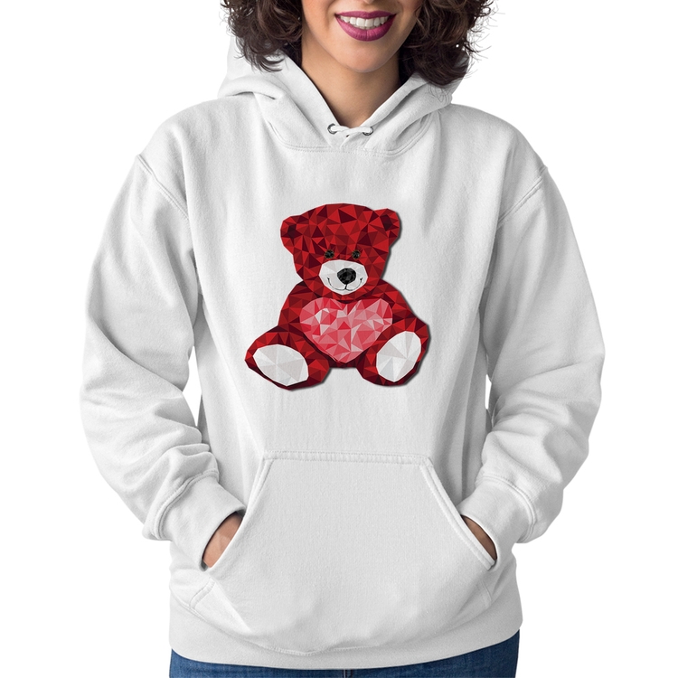 Moletom Feminino Urso Mosaico - Branco