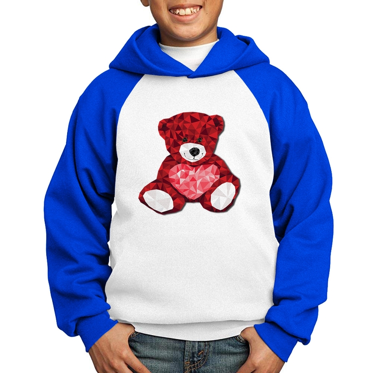Moletom Infantil Urso Mosaico - Branco/Azul