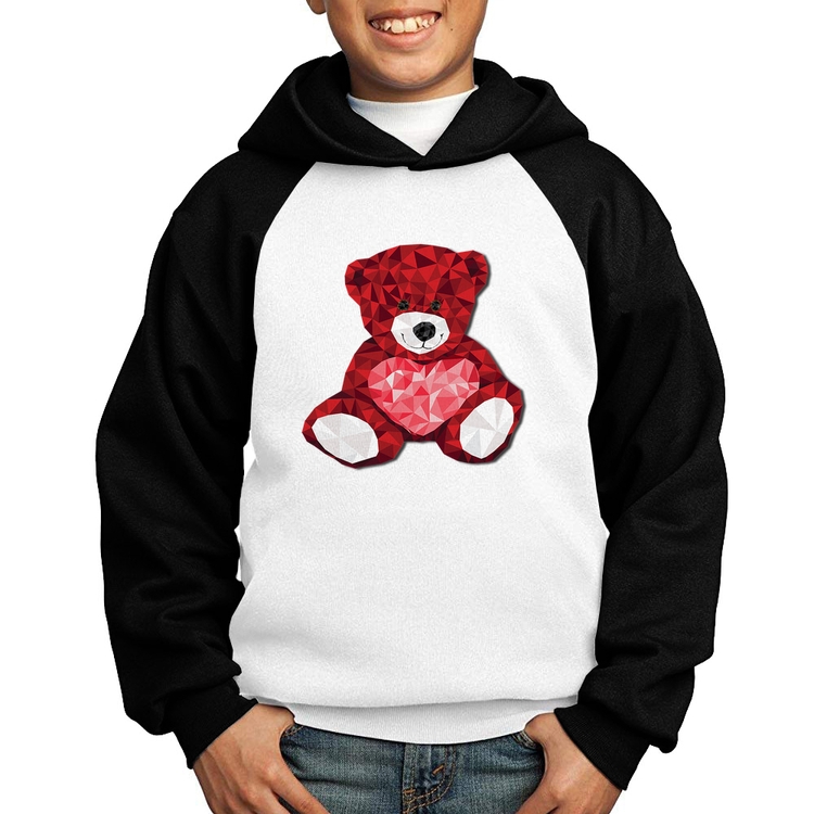Moletom Infantil Urso Mosaico - Branco/Preto