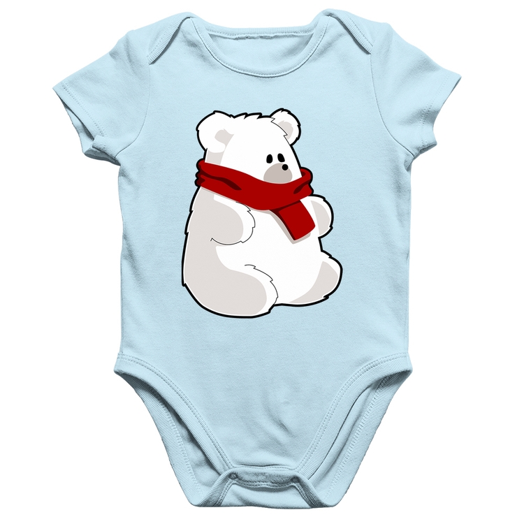 Body Bebê Algodão Urso Polar - Azul Bebê