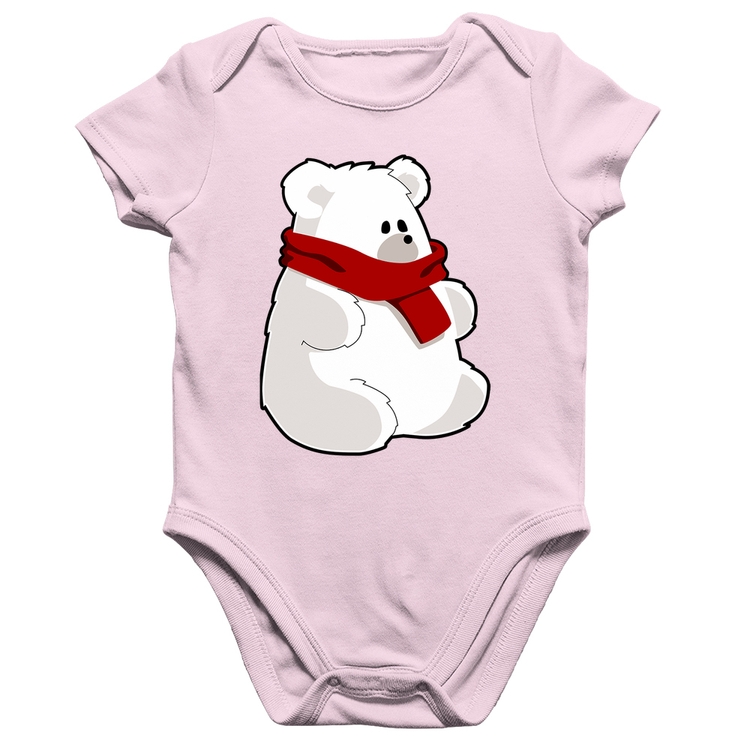 Body Bebê Algodão Urso Polar - Rosa Bebê