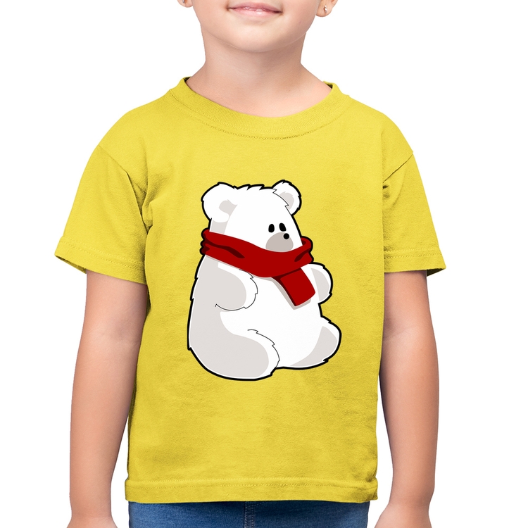 Camiseta Algodão Infantil Urso Polar - Amarelo Canário