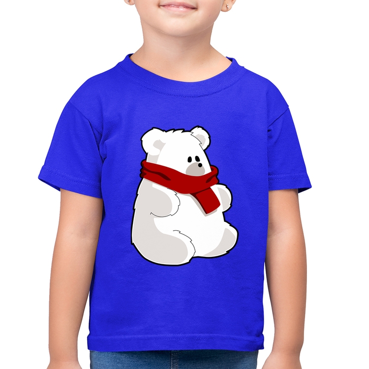 Camiseta Algodão Infantil Urso Polar - Azul Royal