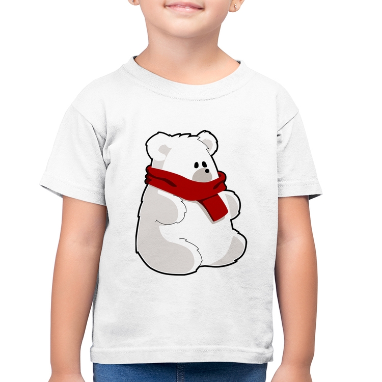 Camiseta Algodão Infantil Urso Polar - Branca