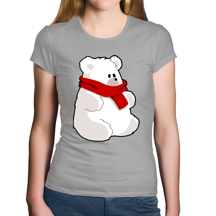 Baby Look Algodão Urso Polar - Cinza