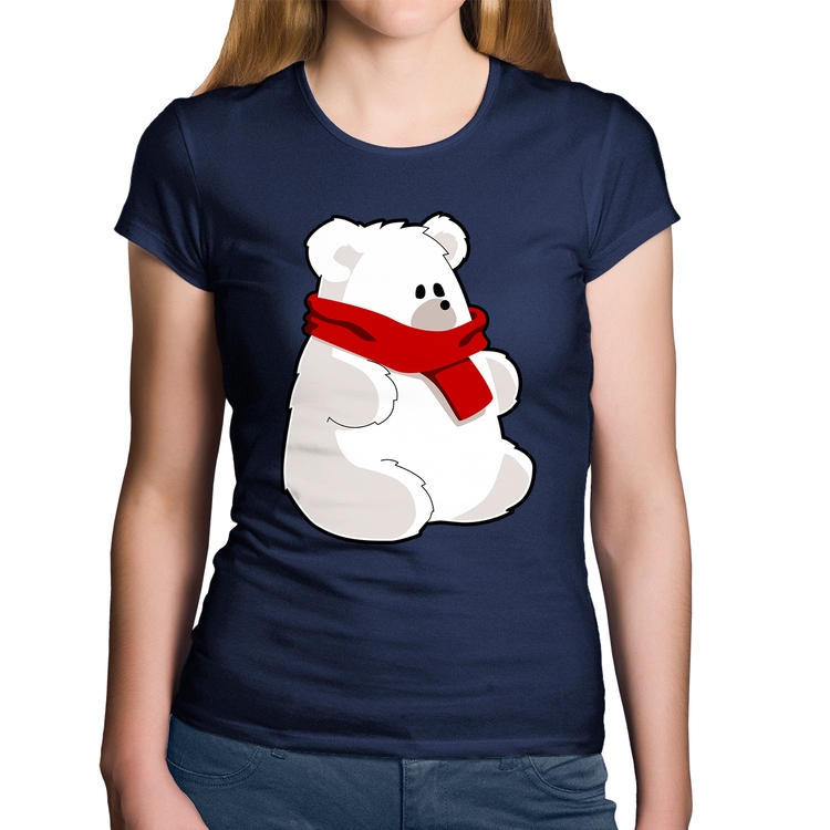 Baby Look Algodão Urso Polar - Marinho