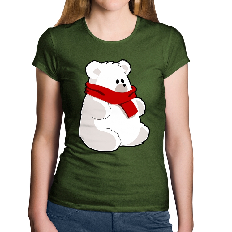 Baby Look Algodão Urso Polar - Musgo