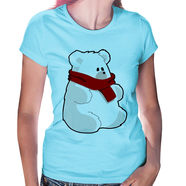 Baby Look Urso Polar - Azul Bebê