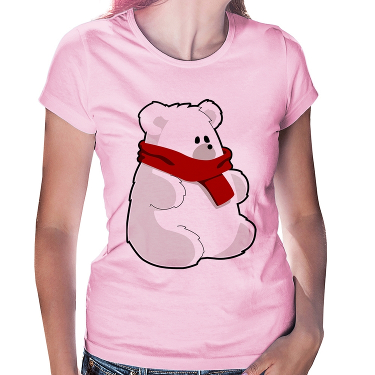 Baby Look Urso Polar - Rosa Bebê