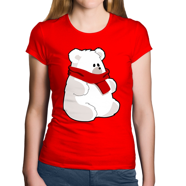 Baby Look Algodão Urso Polar - Vermelha