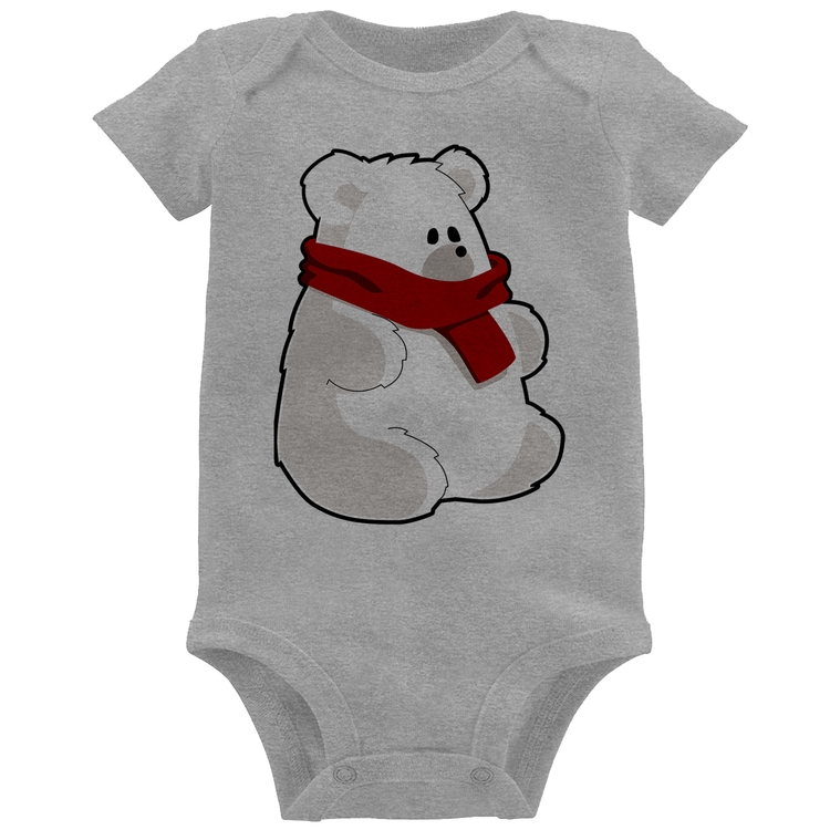 Body Bebê Urso Polar - Cinza