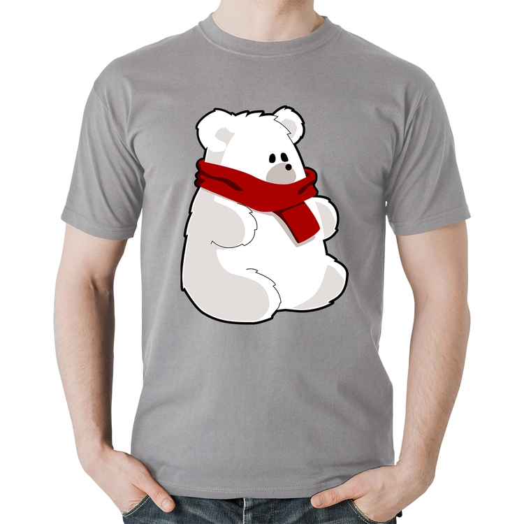 Camiseta Algodão Urso Polar - Cinza