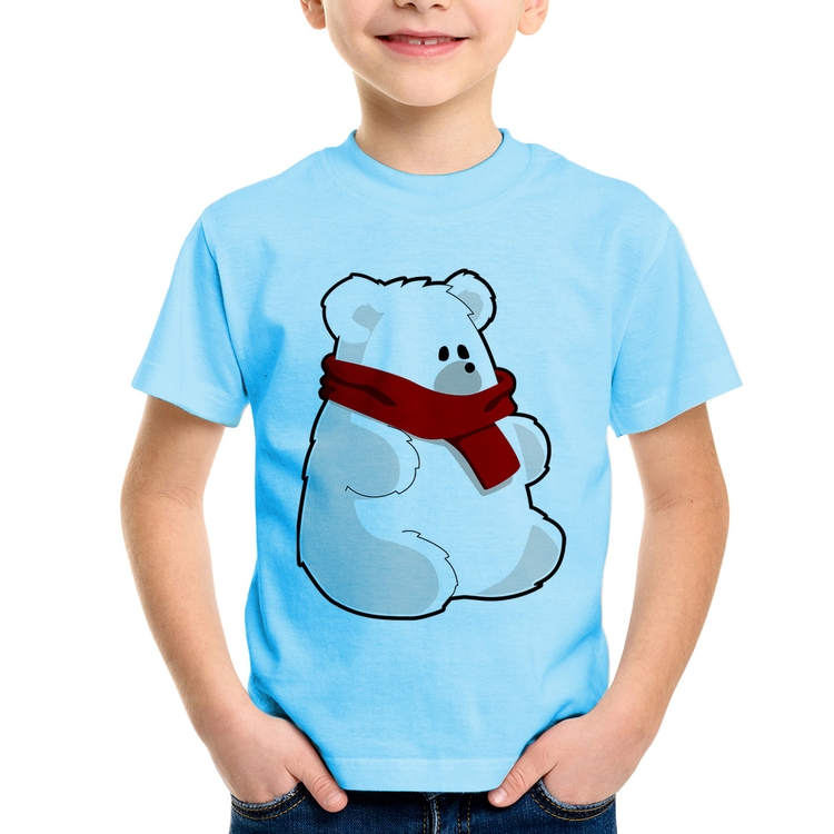 Camiseta Infantil Urso Polar - Azul Bebê