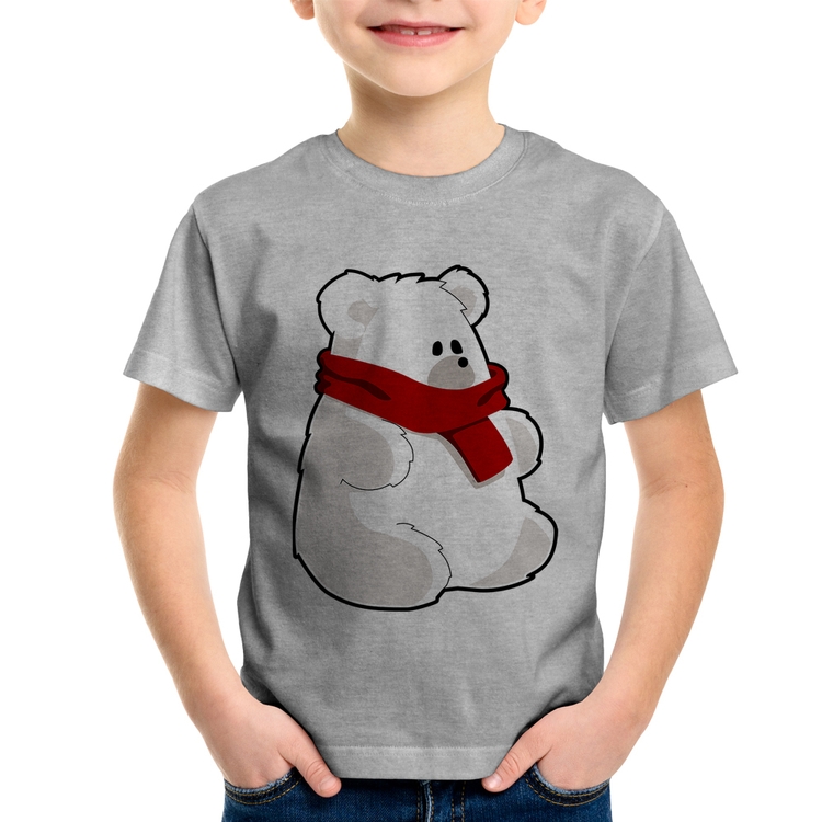 Camiseta Infantil Urso Polar - Cinza