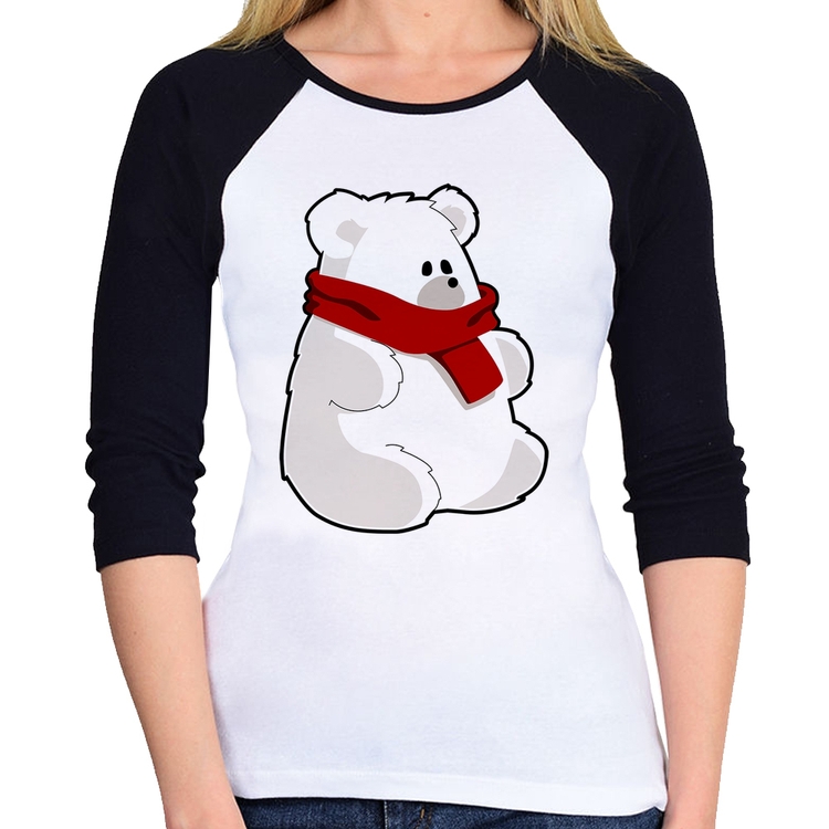 Baby Look Raglan Urso Polar Manga 3/4