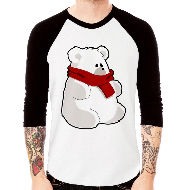 Camiseta Raglan Urso Polar Manga 3/4