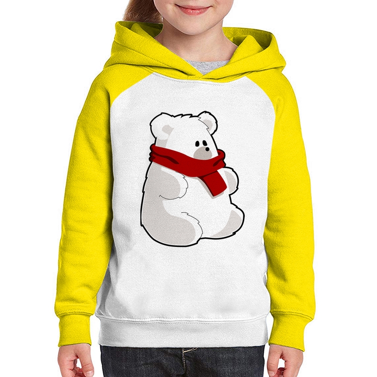 Moletom Infantil Urso Polar - Branco/Amarelo