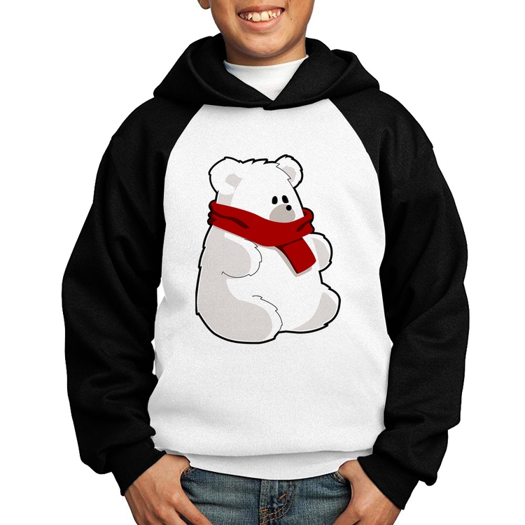 Moletom Infantil Urso Polar - Branco/Preto