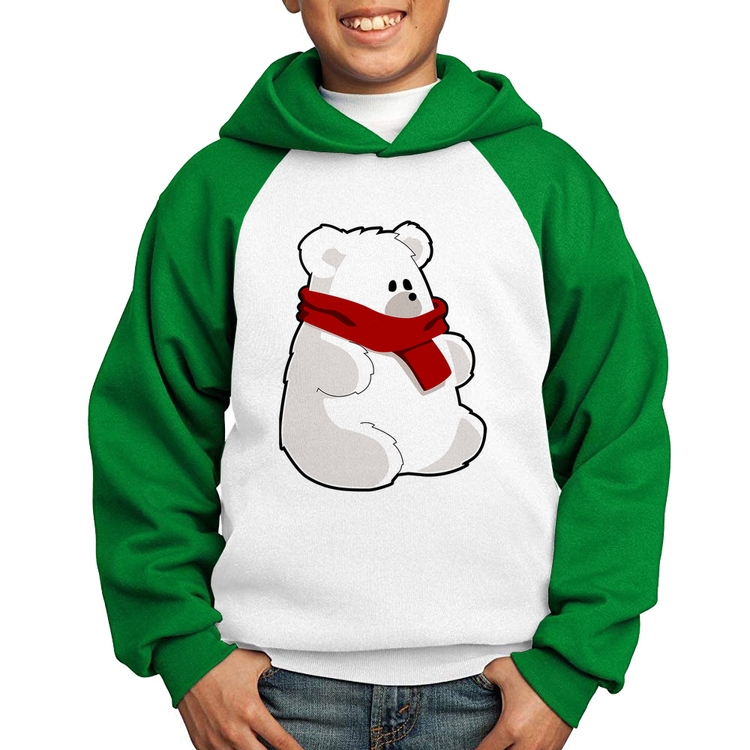 Moletom Infantil Urso Polar - Branco/Verde