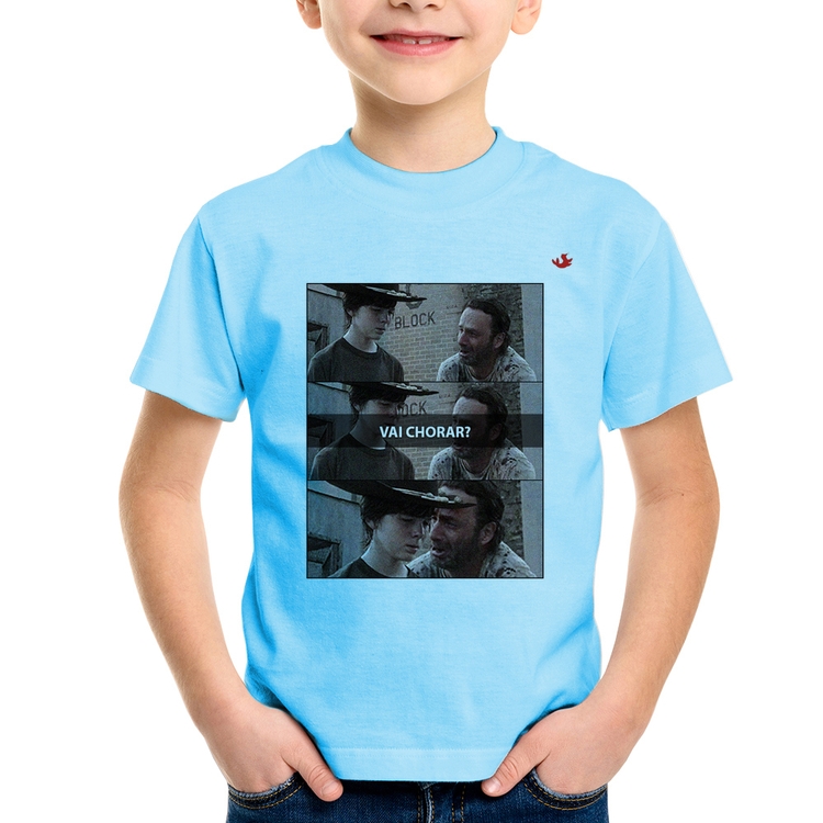 Camiseta Infantil Vai chorar? - Azul Bebê