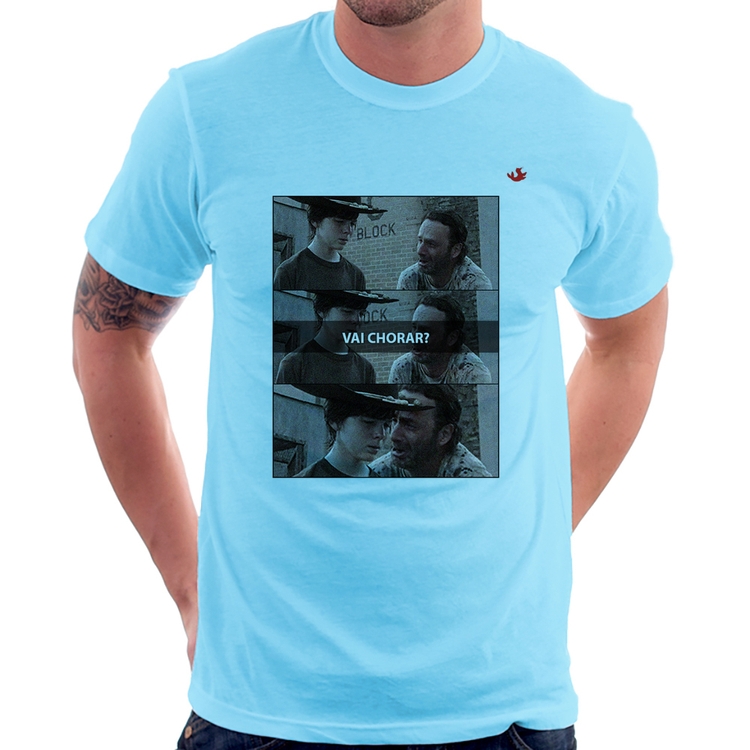 Camiseta Vai chorar? - Azul Bebê