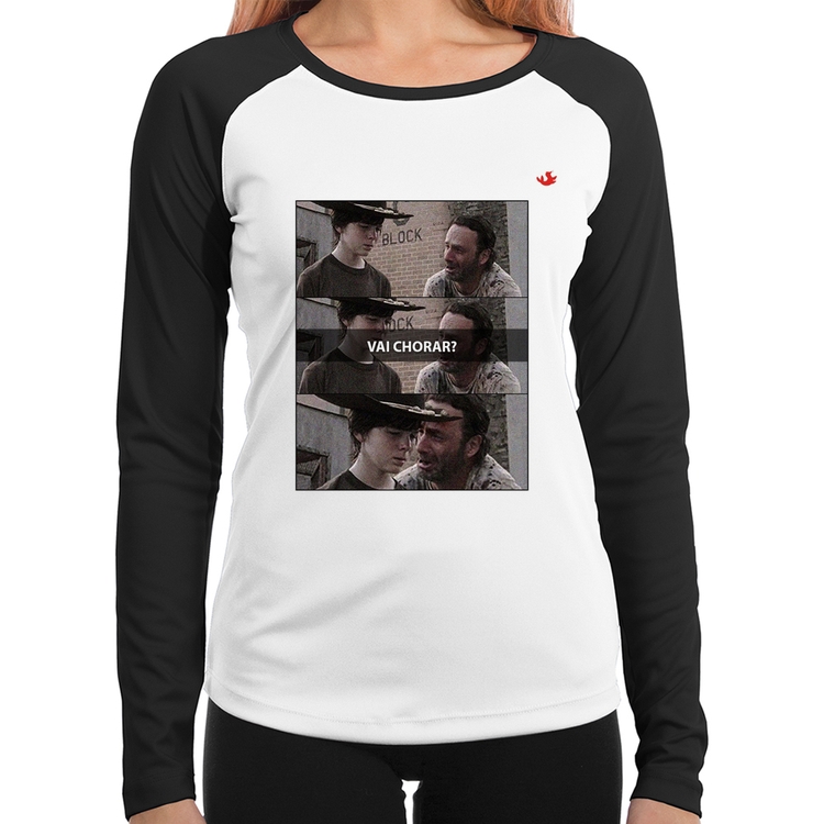 Baby Look Raglan Vai chorar? Manga Longa
