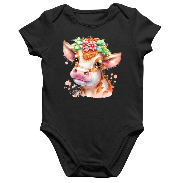 Body Bebê Algodão Vaquinha E Flores