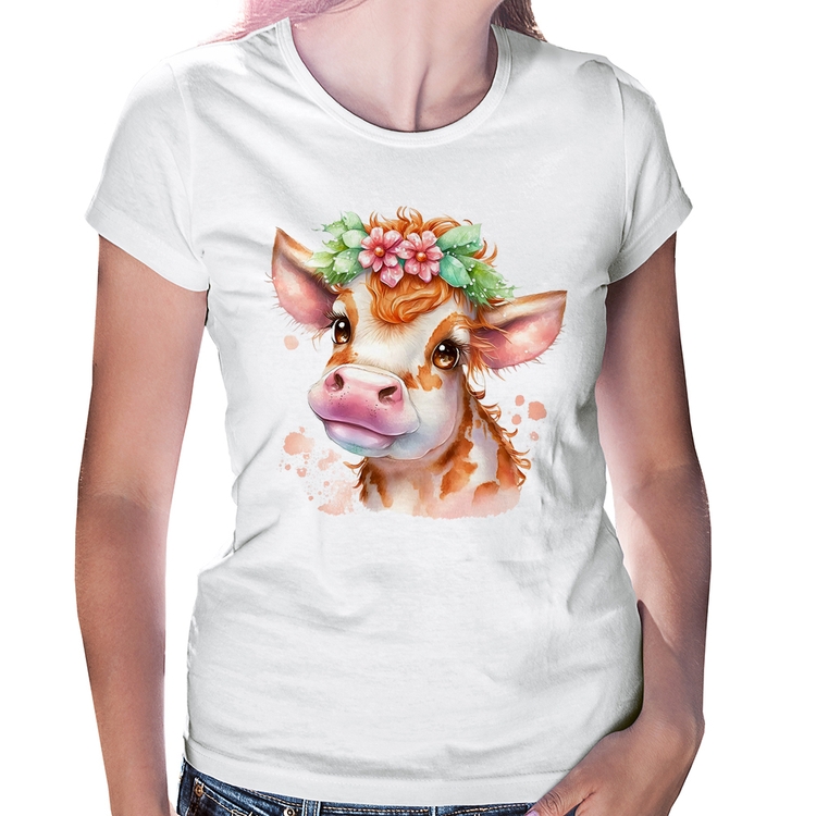 Baby Look Vaquinha E Flores