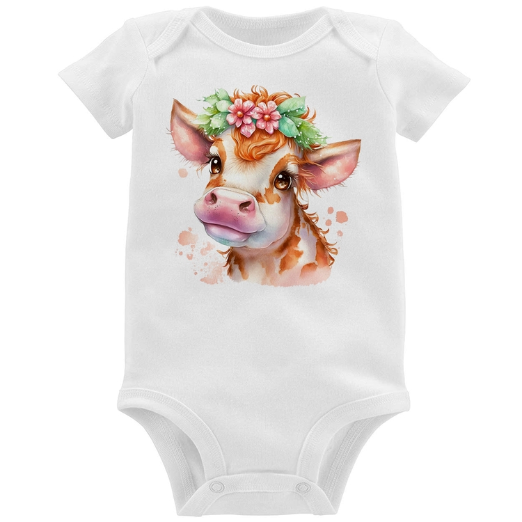Body Bebê Vaquinha E Flores